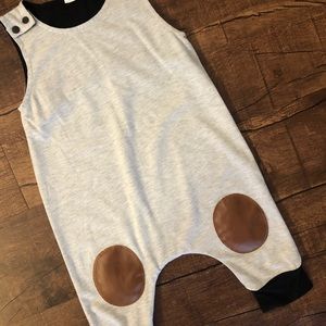 🖤 Leather knee baby boy romper 🤎